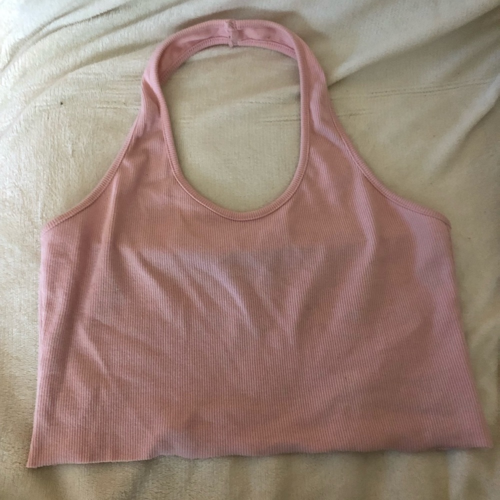 Light pink halter crop top